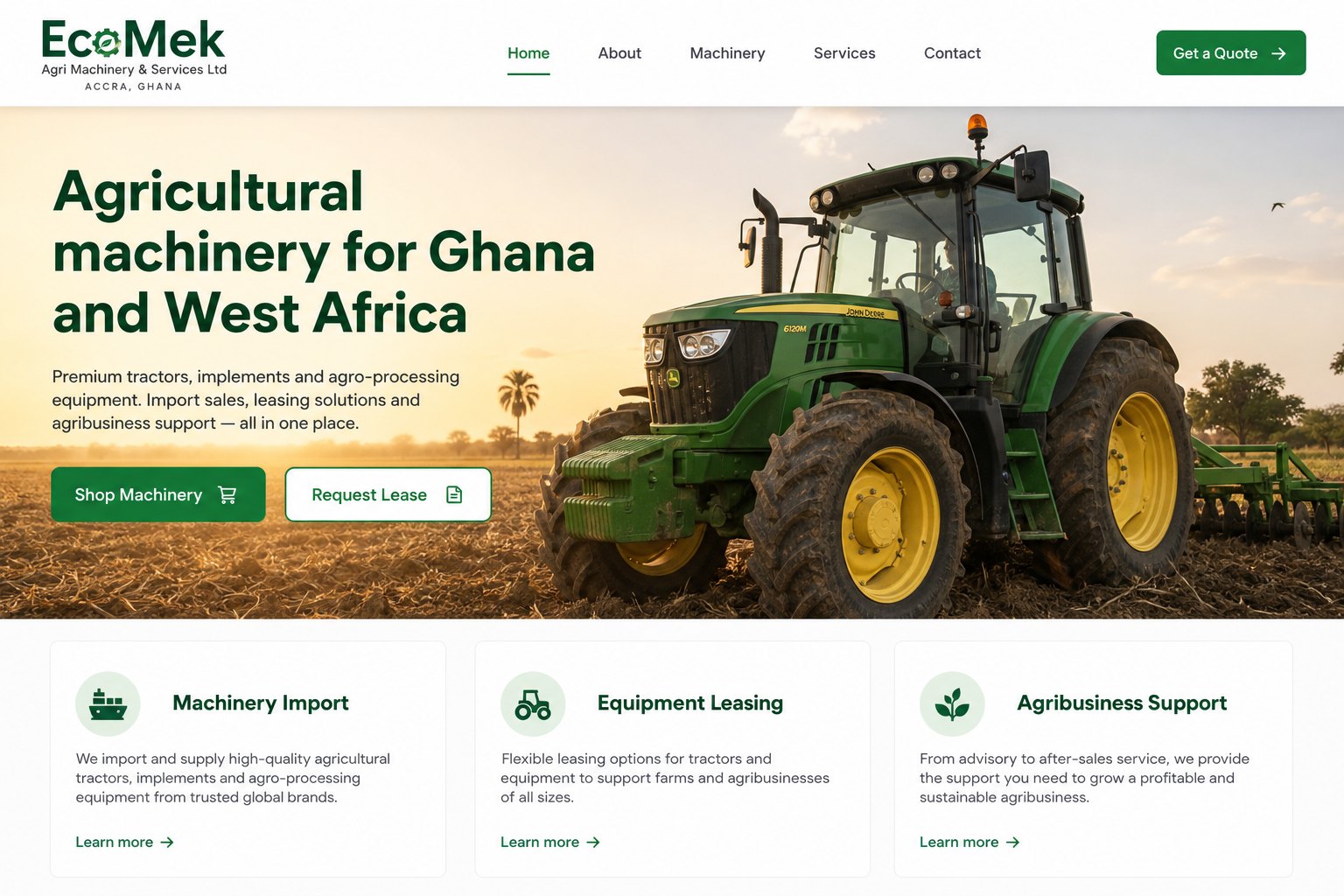 EcoMek LTD — B2B industrial pattern for Tema and the Free Zone
