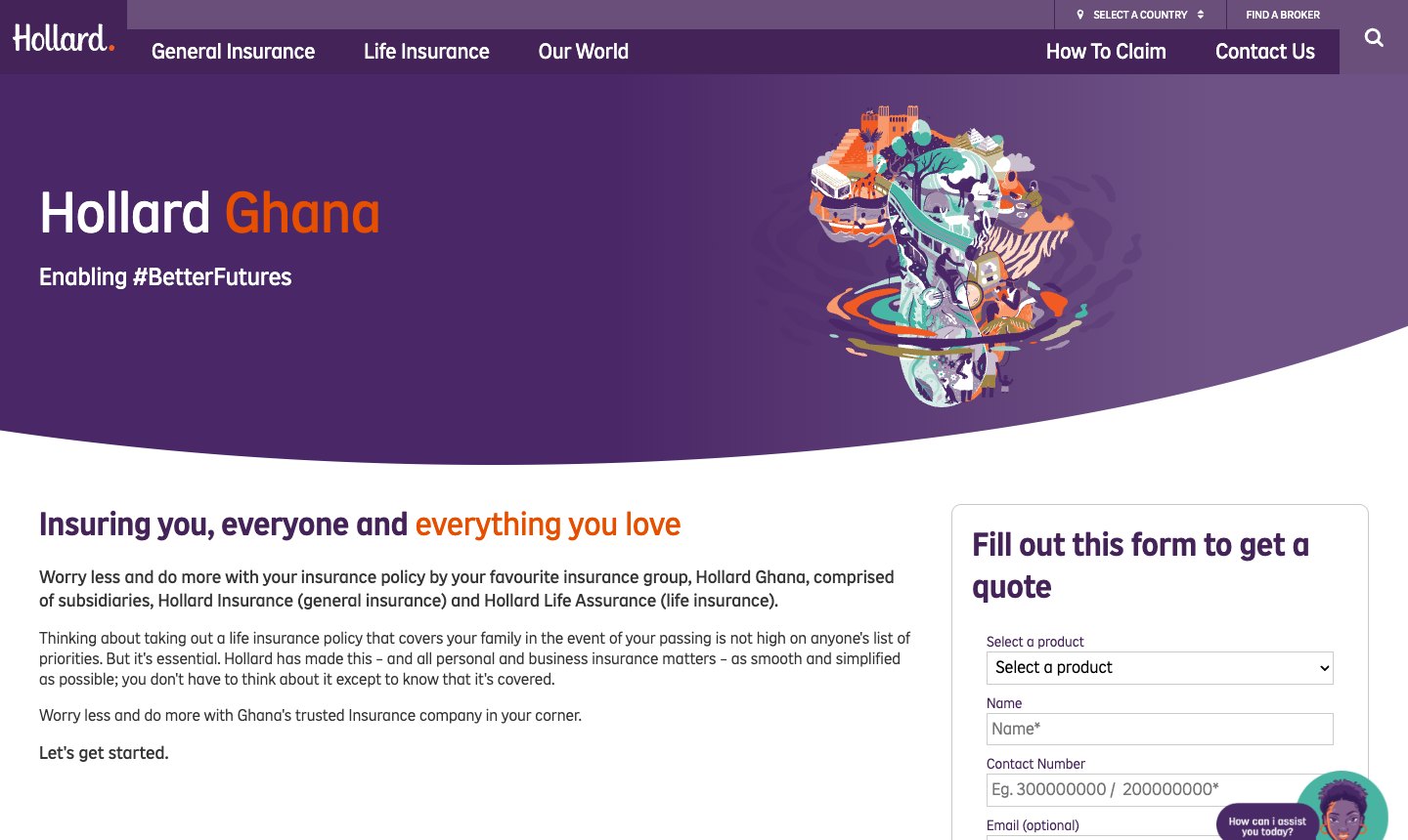 Hollard Ghana website