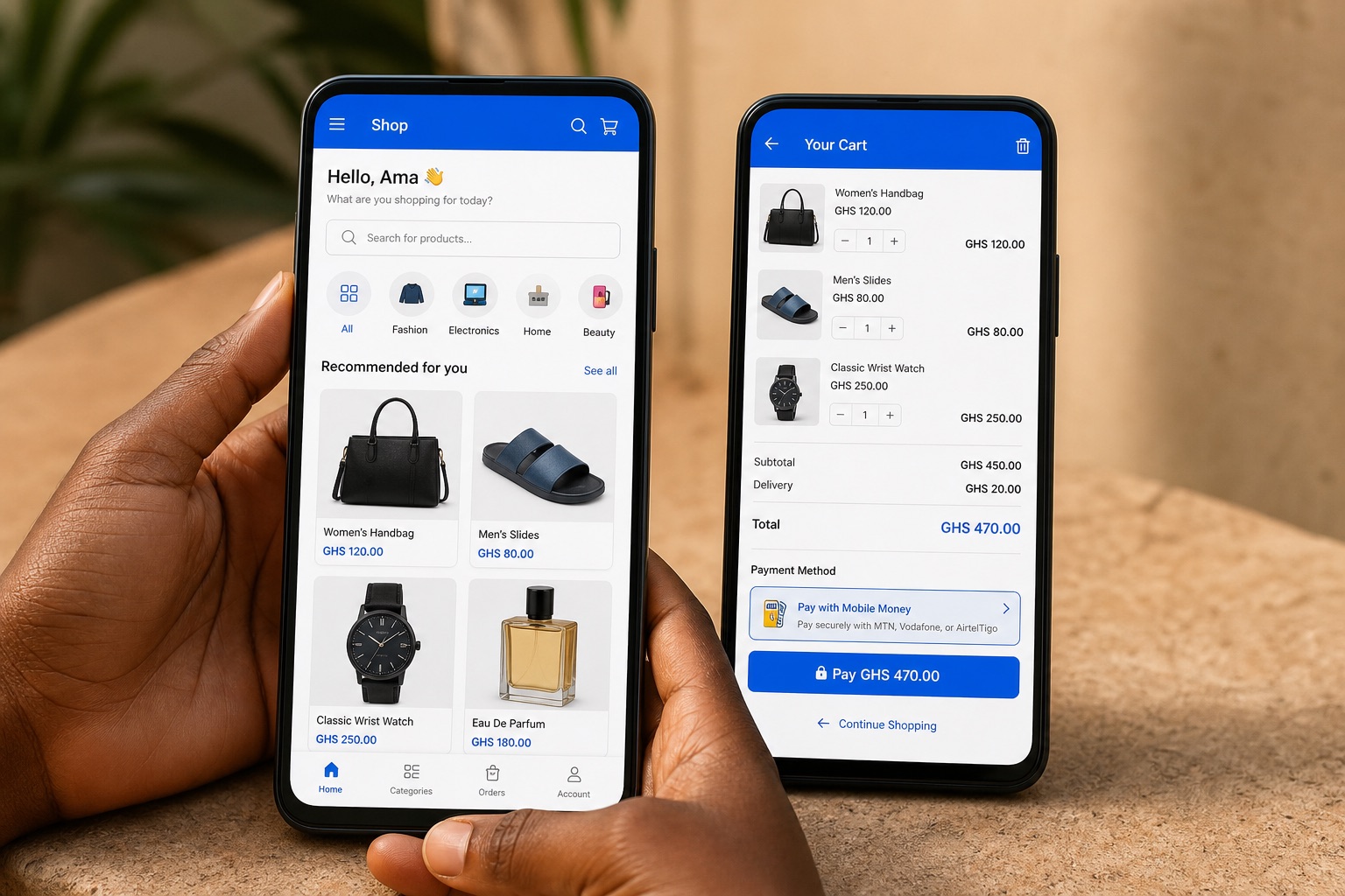 Commerce app — Catalog + checkout